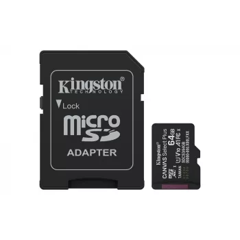 „Kingston Technology“ 64 GB „microSDXC Canvas Select Plus Gen3“ 100 MB/s A1 kortelė su adapteriu
