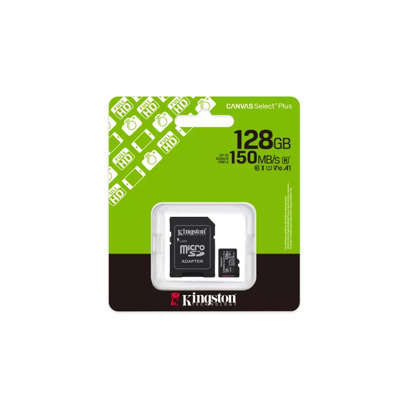 „Kingston Technology“ 128 GB „microSDXC Canvas Select Plus Gen3“ 150 MB/s A1 kortelė su adapteriu