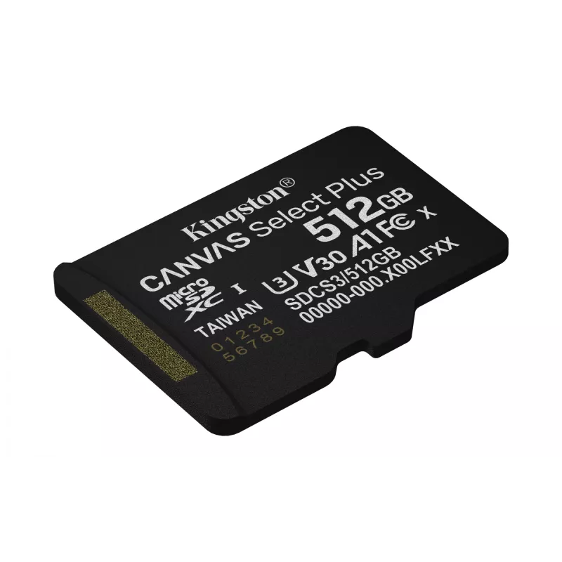 Kingston Technology 512GB microSDXC Canvas Select Plus Gen3 150MB/s A1 kortelė + adapteris
