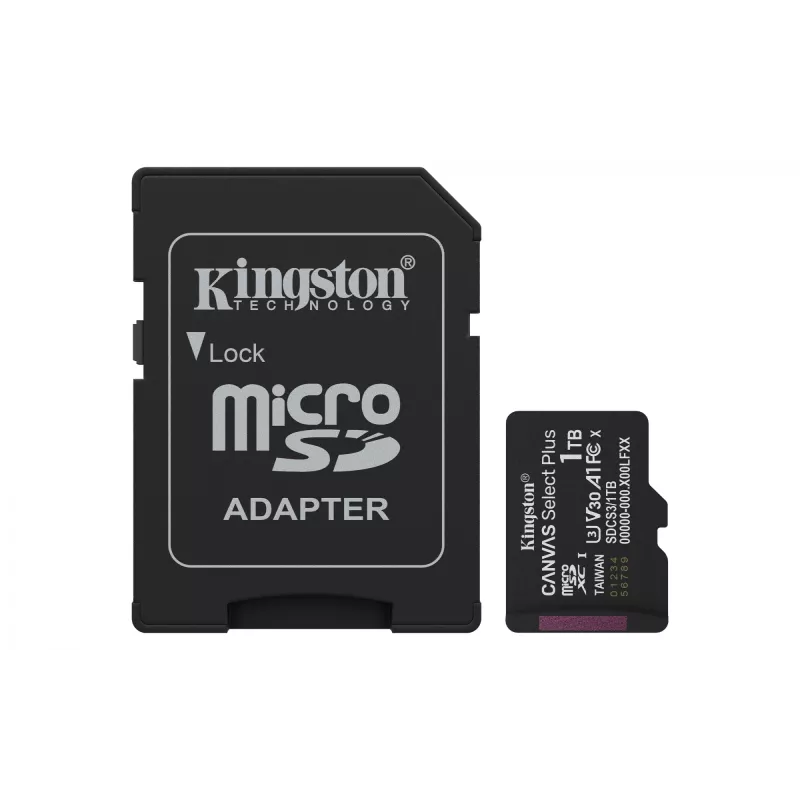 Kingston Technology 1TB microSDXC Canvas Select Plus Gen3 150MB/s A1 kortelė + adapteris