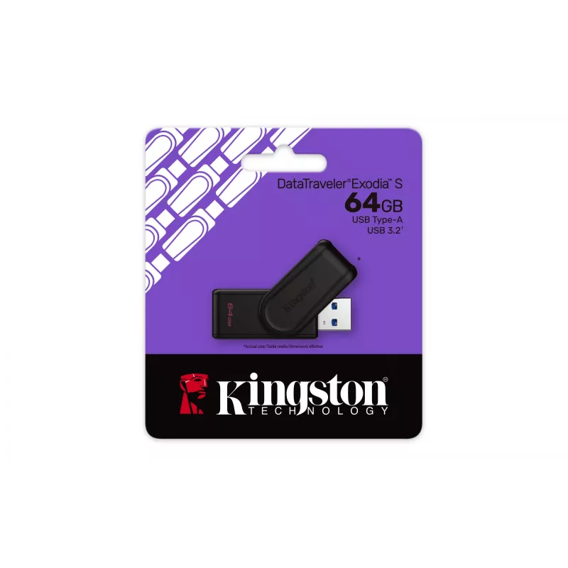 Kingston Technology DataTraveler 64GB nešiojamasis USB 3.2 Gen 1 Exodia S (juoda/juoda)