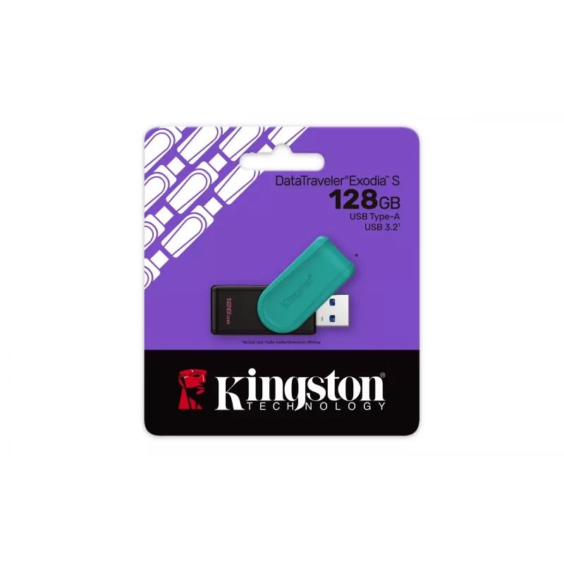 Kingston Technology DataTraveler 128GB Portable USB 3.2 Gen 1 Exodia S (Juoda/Turkio)