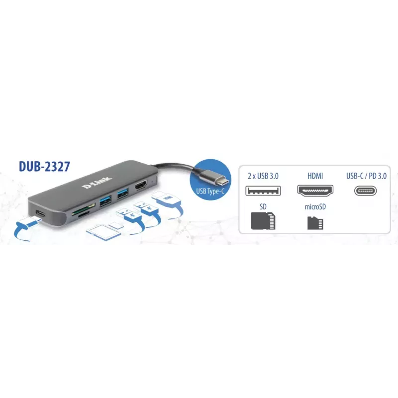 D-Link 6-in-1 USB-C Hub su HDMI / kortelių skaitytuvu / Power Delivery