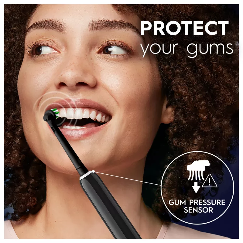 Oral-B Pro 1 Cross Action suaugusiesiems skirta rotacinė osciliuojanti dantų šepetėlė juoda