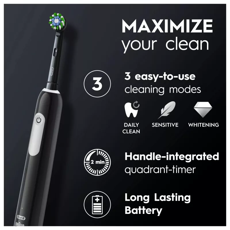 Oral-B Pro 1 Cross Action suaugusiesiems skirta rotacinė osciliuojanti dantų šepetėlė juoda
