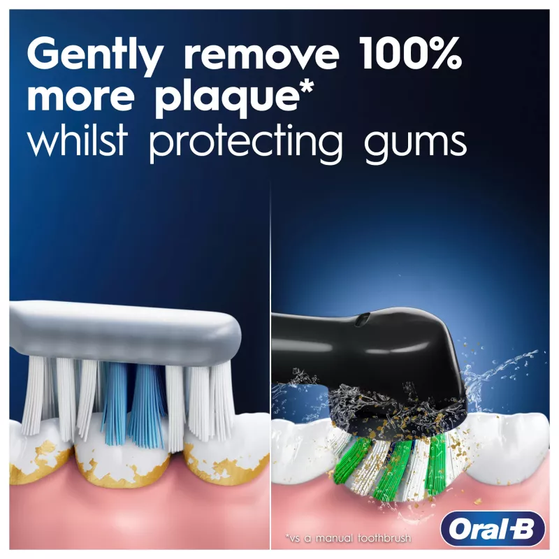 Oral-B Pro 1 Cross Action suaugusiesiems skirta rotacinė osciliuojanti dantų šepetėlė juoda