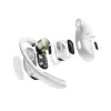 SHOKZ OpenFit Air, baltos spalvos laisvų rankų įranga, belaidė, ausinės laikiklis, skambučiai / muzika / sportas / kasdienis naudojimas, Bluetooth, balta