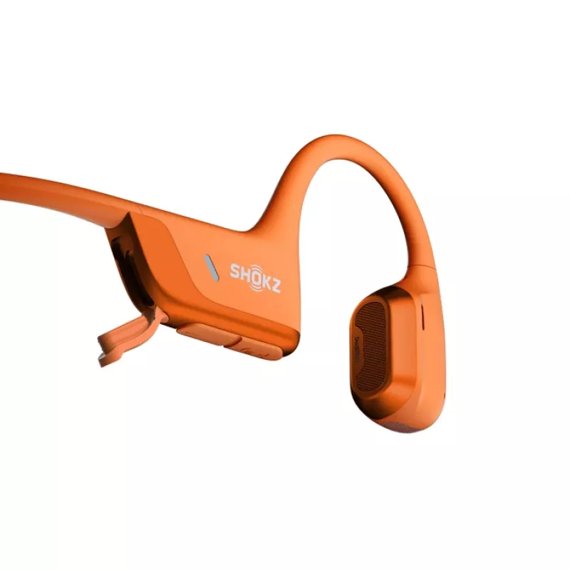 Kaulų laidumo ausinės Shokz OpenRun Pro 2 — binauralinės, belaidės Bluetooth 5.3, IP55, 12 val. veikimo, 150 mAh, oranžinės, užkabinamos už ausies