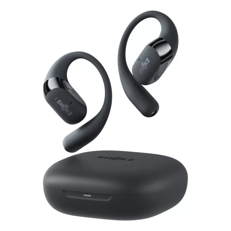 Ausinės JLAB AUDIO SHOKZ OpenFit 2 — kaulinio laidumo, belaidės, atviros ausies su ausies kabliuku, juodos