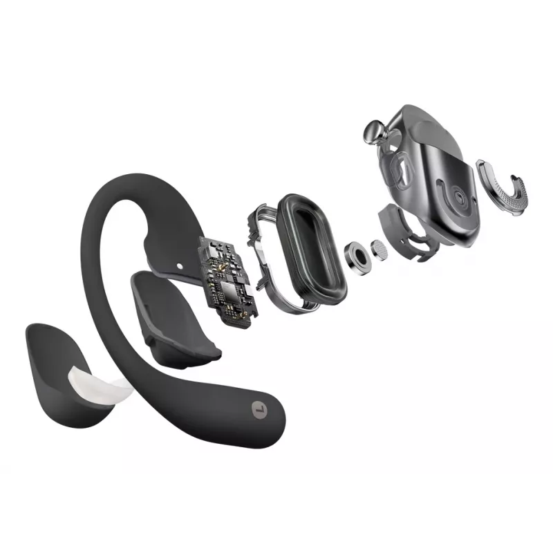 Ausinės JLAB AUDIO SHOKZ OpenFit 2 — kaulinio laidumo, belaidės, atviros ausies su ausies kabliuku, juodos