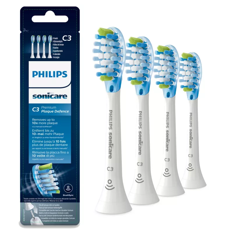 Philips Sonicare C3 Premium Plaque Defence HX9044/17 4x balti sonic dantų šepetėlių galvutės