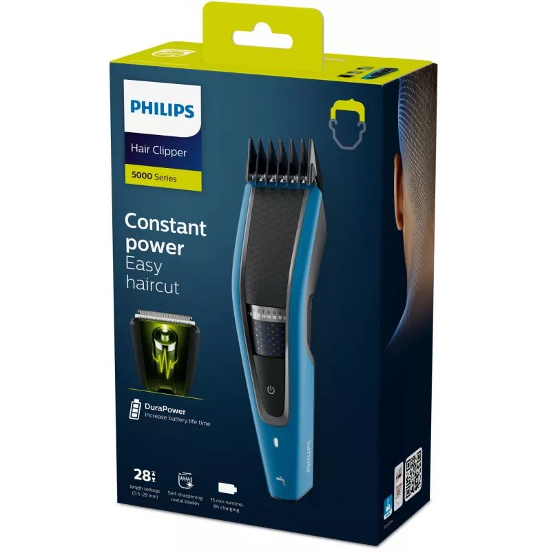 Plaukų kirpimo mašinėlė „Philips HC5612/15“ – belaidė, nerūdijančio plieno peiliai, 28 ilgio pakopos (0,5–28 mm), 75 min. veikimo laikas