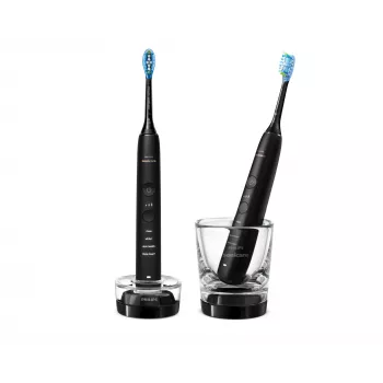 Soninis elektrinis dantų šepetėlis Philips DiamondClean 9000 HX9914/54, 2 rankenos, 5 režimai, juodas, Bluetooth, 1 įkroviklis
