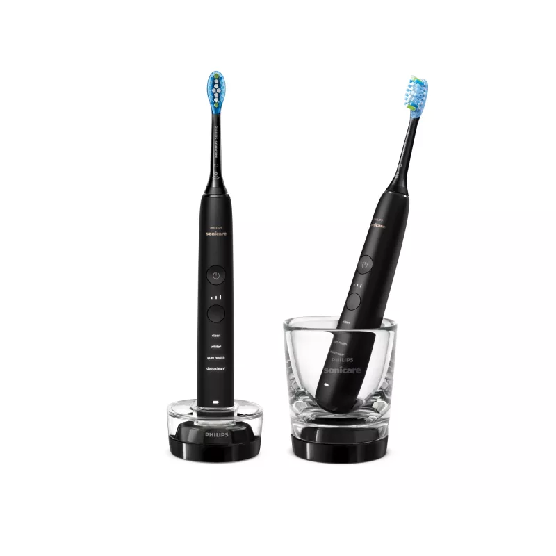 Soninis elektrinis dantų šepetėlis Philips DiamondClean 9000 HX9914/54, 2 rankenos, 5 režimai, juodas, Bluetooth, 1 įkroviklis