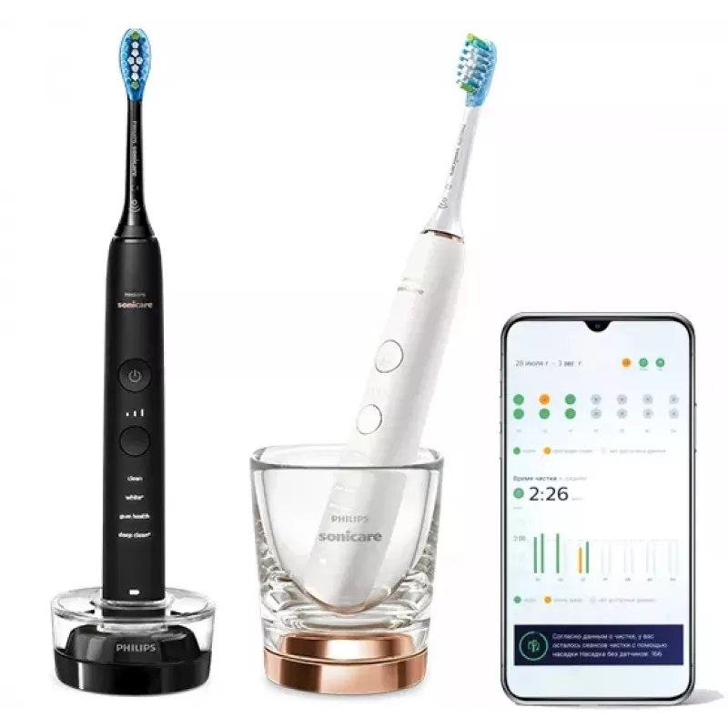 Dantų šepetėlis Philips HX9914/57 DiamondClean 9000 2-Pack Juoda/White
