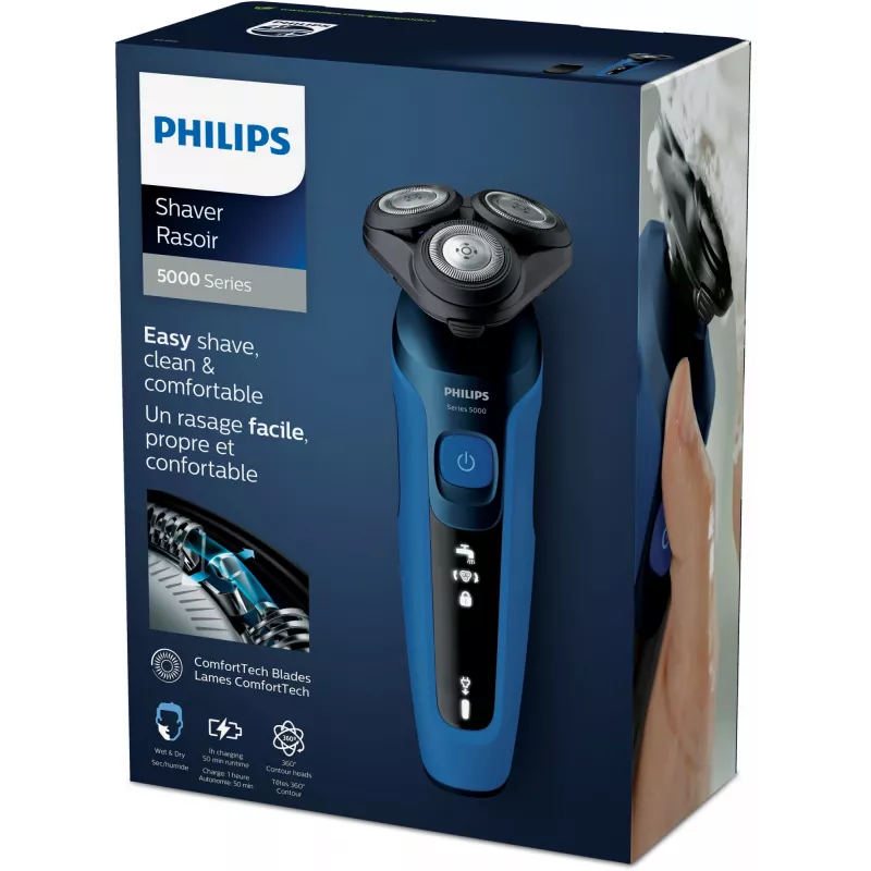 Elektrinis skutimosi aparatas „Philips Series 5000 S5466/17“ — rotacinė 3 galvučių, ličio jonų baterija, 50 min. veikimo, plaunamas, šlapias ir sausas skutimas