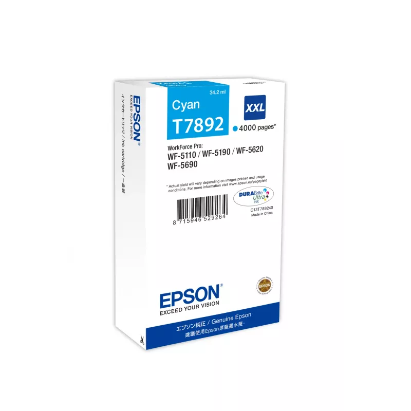 Epson rašalo kasetė C13T789240 T7892XXL XXL žydra
