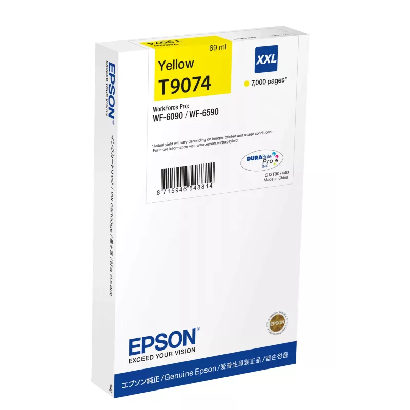Rašalo kasetė Epson C13T90744N XXL Geltona – Originali itin aukštos išeigos, skirta WorkForce WF-6XXX