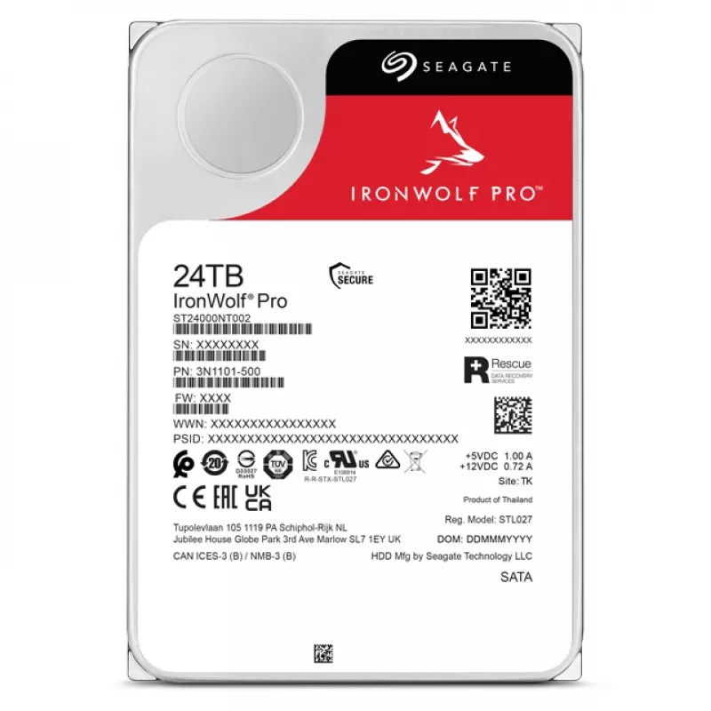 Seagate IronWolf Pro ST24000NT002 vidinis kietasis diskas 24 TB 7200 RPM 512 MB 3,5 colio Serial ATA III