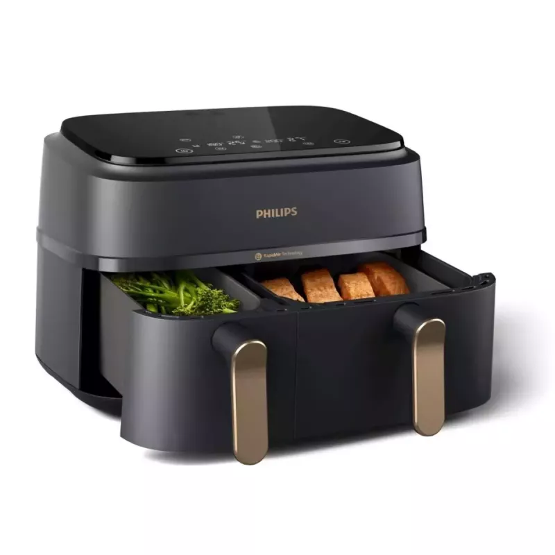 Karšto oro gruzdintuvė Philips 3000 Series Dual Basket Airfryer NA352/00 — 9 L, 2750 W, du krepšeliai, 8 programos, 40–200°C