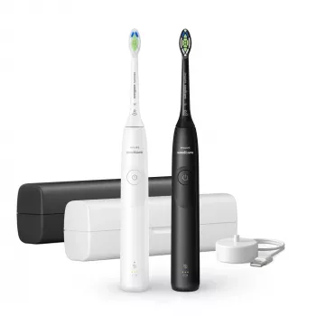 „Philips Sonicare“ serijos 5300 HX7109/01 įkraunamas elektrinis dantų šepetėlis, 2 rankenos, 2 šepetėlių galvutės, 62 000 judesių/min., 2 greičiai, kelioninis dėklas