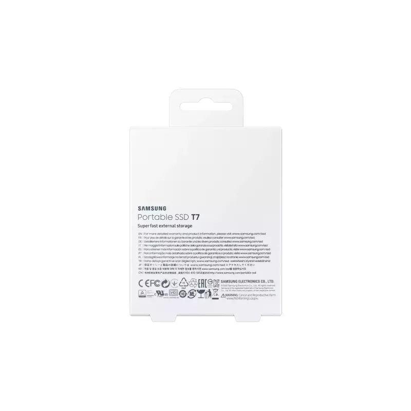 Išorinis SSD Samsung T7 Portable 1 TB, USB-C 3.2 Gen 2, NVMe, AES-256 aparatinė šifravimo apsauga, mėlynas