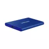 Išorinis SSD Samsung T7 Portable 1 TB, USB-C 3.2 Gen 2, NVMe, AES-256 aparatinė šifravimo apsauga, mėlynas