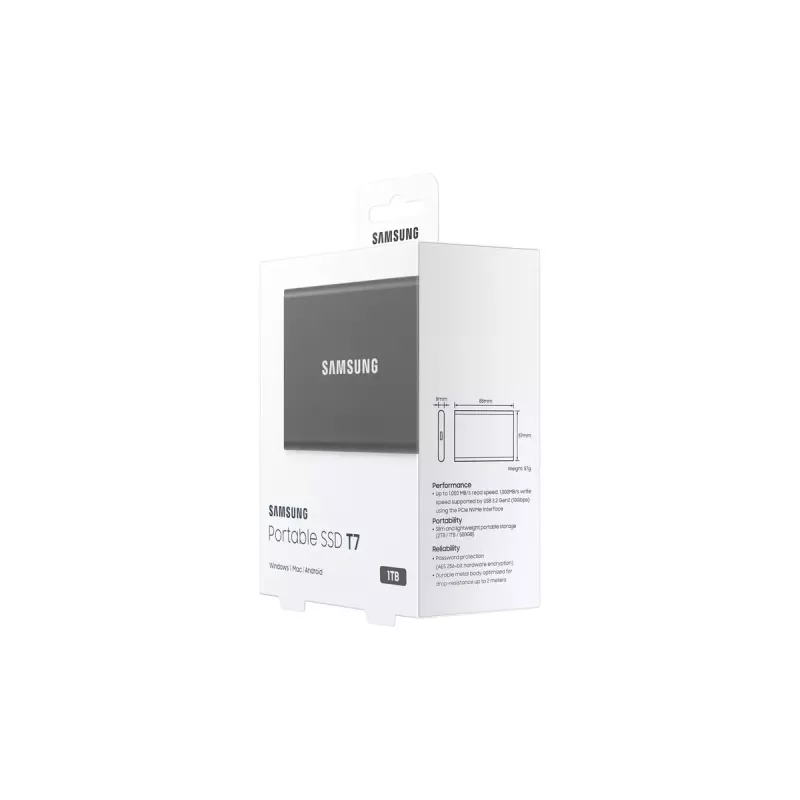 Samsung Portable SSD T7 1 TB USB Type-C 3.2 Gen 2 (3.1 Gen 2) Pilka