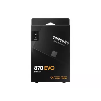 SSD 2.5 colio Samsung 870 EVO 1000 GB — SATA III, Skaitymas 560 MB/s, Rašymas 530 MB/s, Juoda
