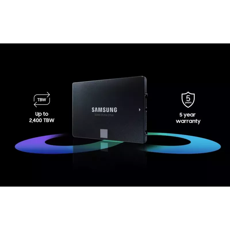 SSD 2.5 colio Samsung 870 EVO 1000 GB — SATA III, Skaitymas 560 MB/s, Rašymas 530 MB/s, Juoda