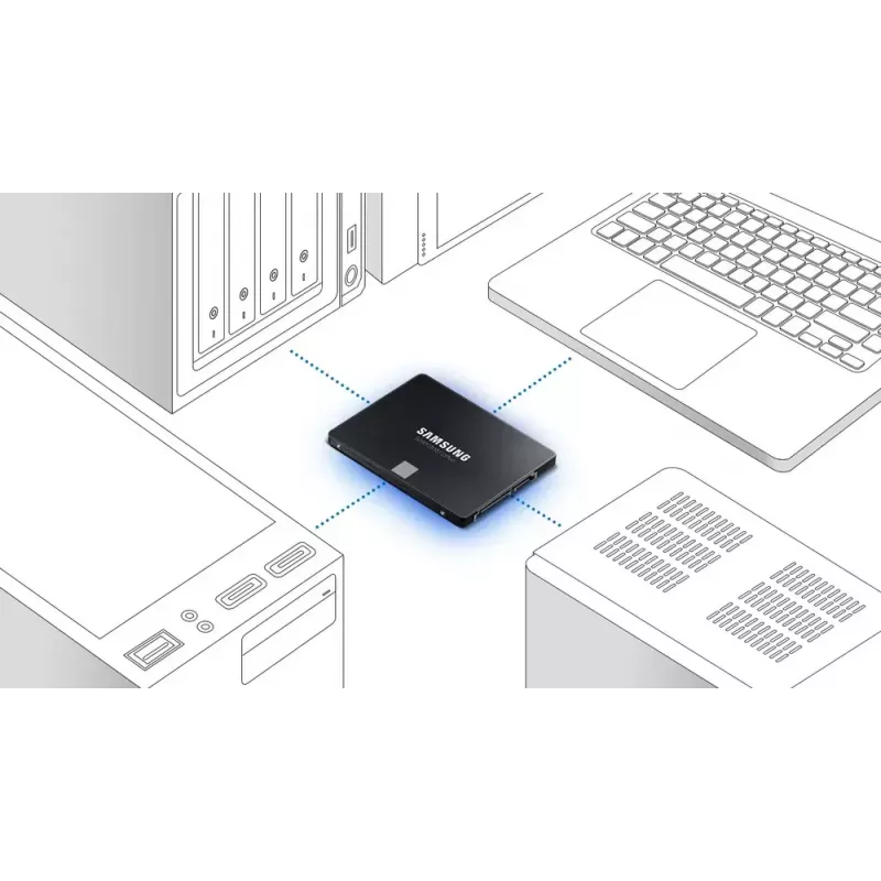 SSD 2.5 colio Samsung 870 EVO 1000 GB — SATA III, Skaitymas 560 MB/s, Rašymas 530 MB/s, Juoda