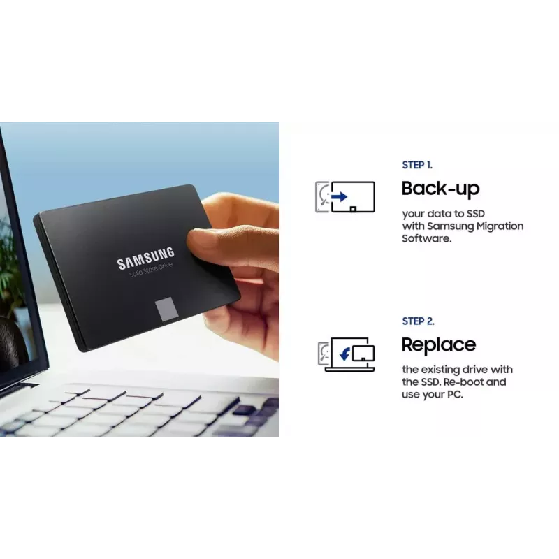 SSD 2.5 colio Samsung 870 EVO 1000 GB — SATA III, Skaitymas 560 MB/s, Rašymas 530 MB/s, Juoda
