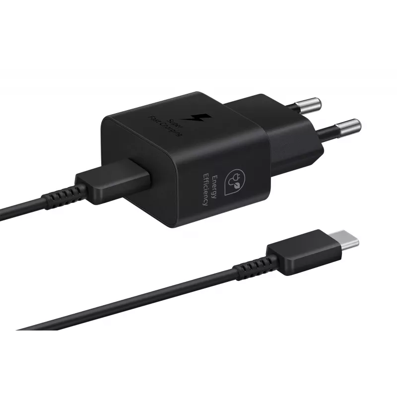 Įkroviklis Samsung EP-T2510 25 W USB-C vidaus greitasis įkrovimas, juodas, 1 m laidas