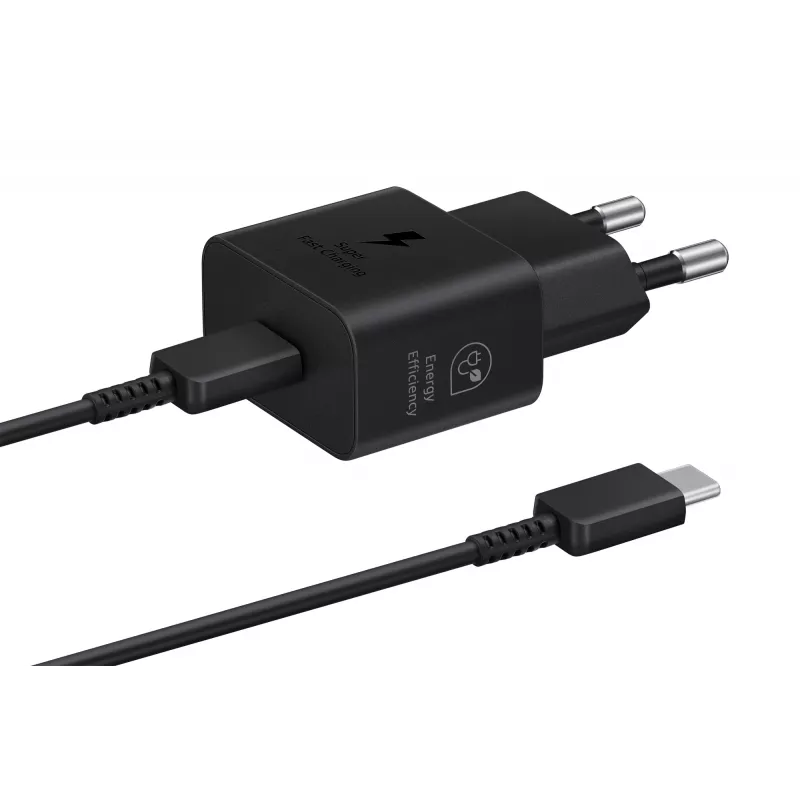 Įkroviklis Samsung EP-T2510 25 W USB-C vidaus greitasis įkrovimas, juodas, 1 m laidas