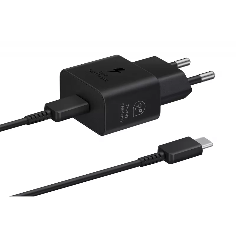 Įkroviklis Samsung EP-T2510 25 W USB-C vidaus greitasis įkrovimas, juodas, 1 m laidas