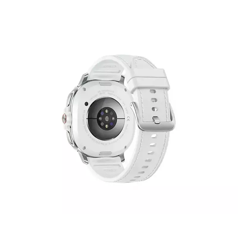Išmanusis laikrodis Samsung Galaxy Watch 8 Classic 46 mm — 1,3 colio AMOLED, 438×438, 64 GB, Wi‑Fi, GPS, sidabrinis korpusas, balta juosta