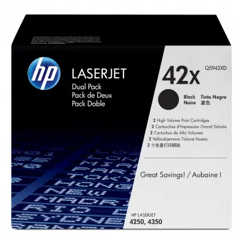 HP 42X 2 vnt. didelės talpos juodos Originalios LaserJet tonerių kasetės