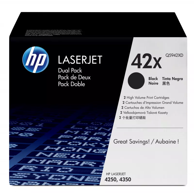 HP 42X 2 vnt. didelės talpos juodos Originalios LaserJet tonerių kasetės