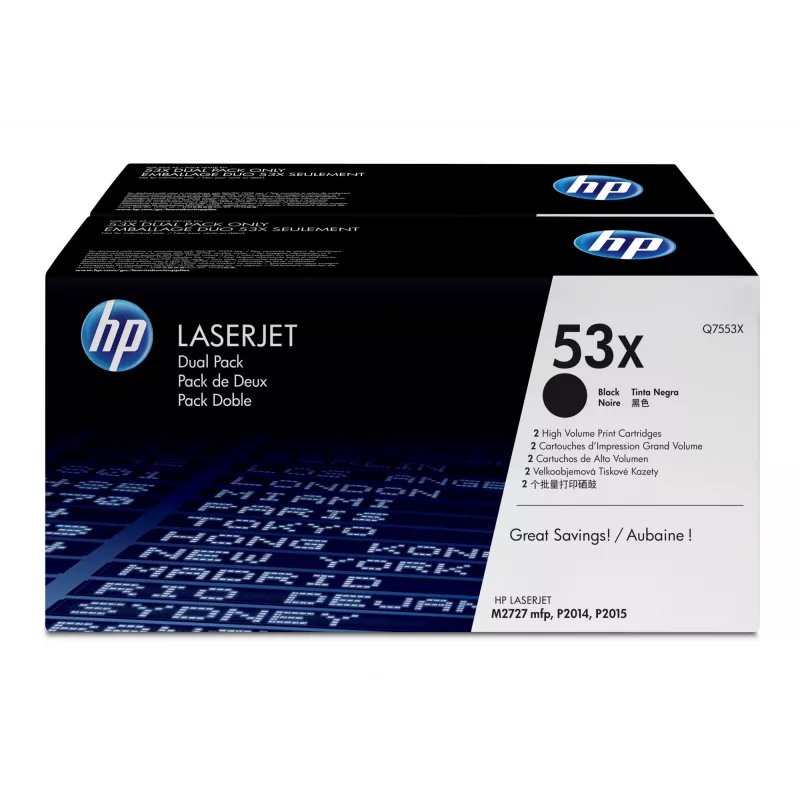 HP 53X 2 vnt. didelės išeigos juodi originalūs LaserJet tonerio kasetės