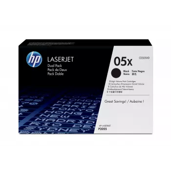 HP 05X 2-pack High Yield Juoda Originali LaserJet tonerio kasetės