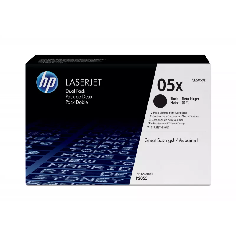 HP 05X 2-pack High Yield Juoda Originali LaserJet tonerio kasetės