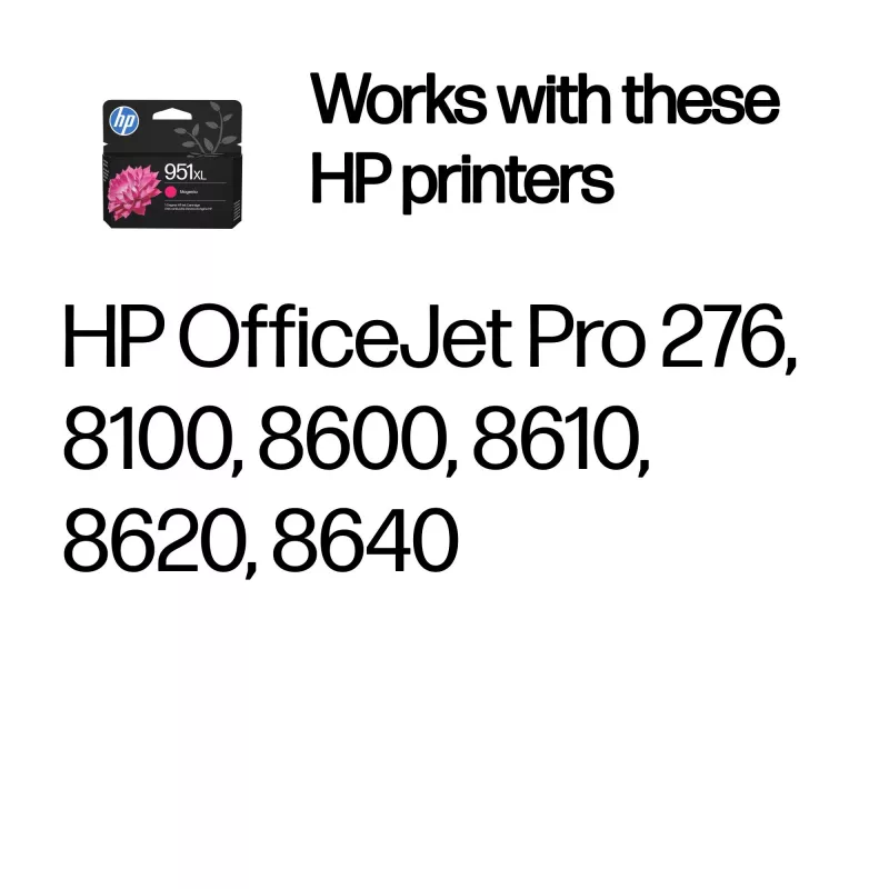 HP 951XL didelės išeigos originali magentos rašalo kasetė, magenta, 1 vnt., 1500 puslapių