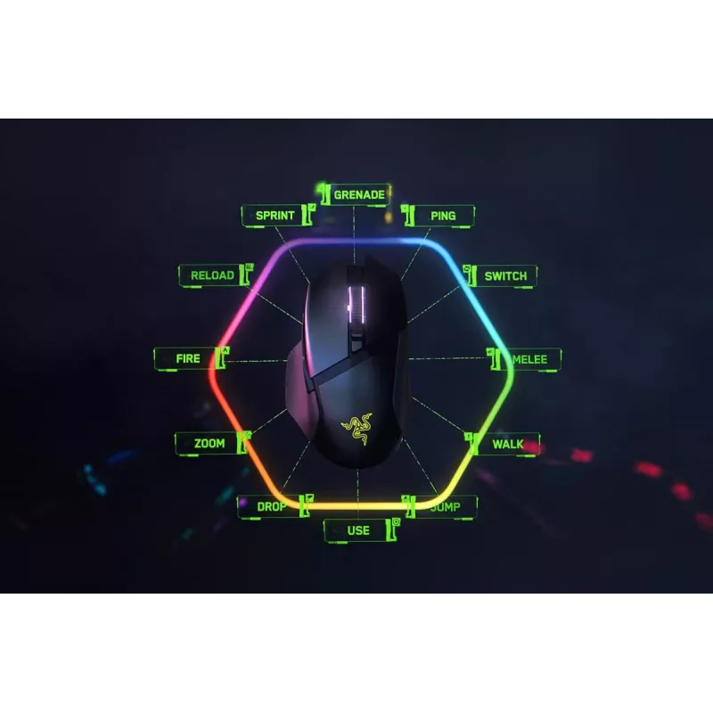 RAZER Basilisk V3 Pro pritaikoma belaidė žaidimų pelė su Razer HyperScroll pakreipiamu ratuku