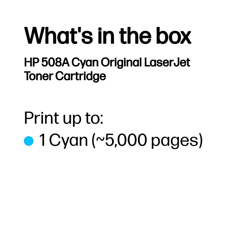 HP 508A Cyan Original LaserJet Toner kasetė, 5000 puslapių, Cyan, 1 vnt.
