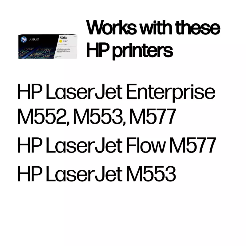 HP 508X didelės išeigos geltona originali „LaserJet“ kasetė, 9500 puslapių, geltona, 1 vnt.
