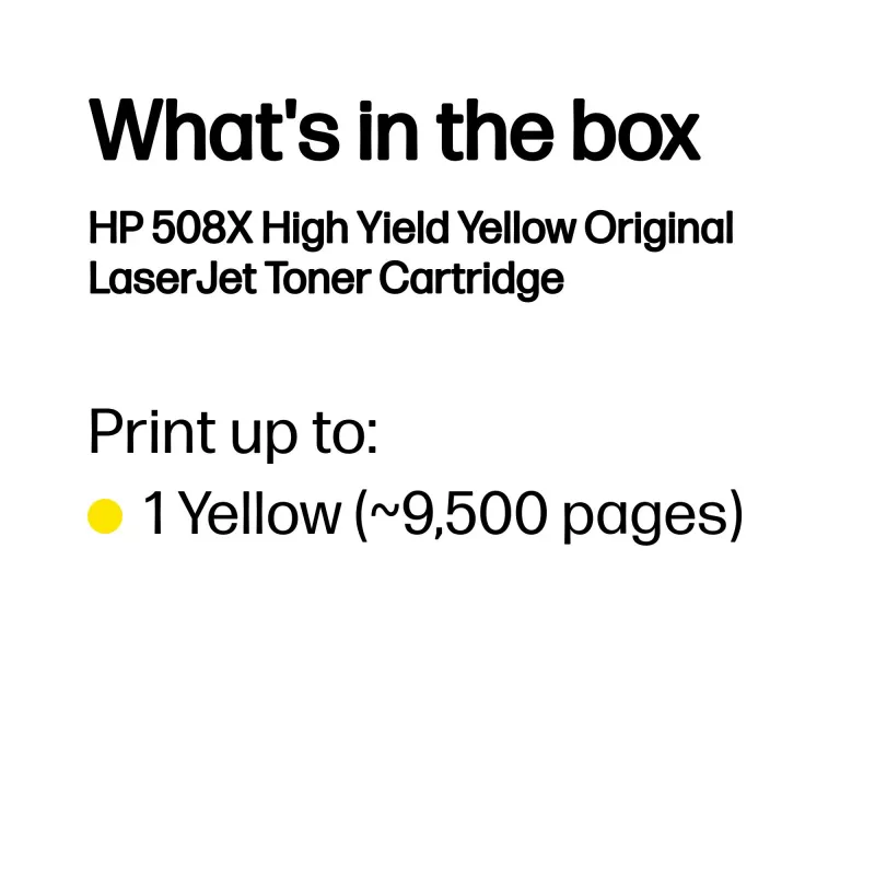 HP 508X didelės išeigos geltona originali „LaserJet“ kasetė, 9500 puslapių, geltona, 1 vnt.