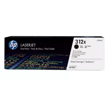 Tonerių kasetės rinkinys HP 312X (CF380XD) — 2× juodos didelės išeigos, po 8 800 puslapių