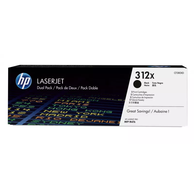 Tonerių kasetės rinkinys HP 312X (CF380XD) — 2× juodos didelės išeigos, po 8 800 puslapių