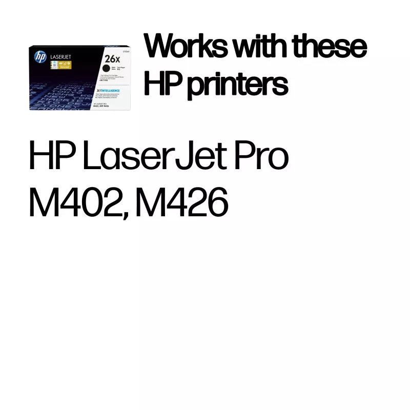 HP 26X didelės išeigos juodas originalus „LaserJet“ kasetė, 9000 puslapių, juoda, 1 vnt.