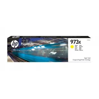 HP 973X Didelio našumo geltona originali PageWide kasetė, geltona, 1 vnt., 7000 puslapių